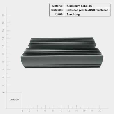 Profil de disipador de calor de aluminio extrudido con proceso de anodización de alta resistencia a la corrosión